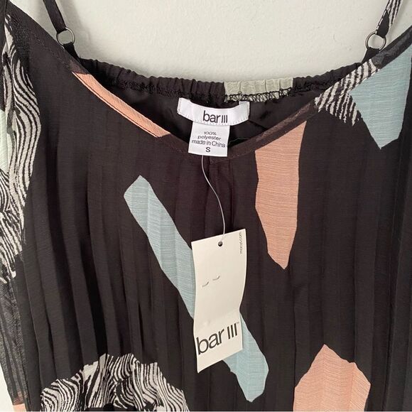 Bar 3 Women’s Pleated Contrast Midi Banana Strap Slip Dress S - Picture 2 of 4